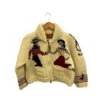 ショッピングカウチン BEAMS BOY◆CANADIAN SWEATER/カウチンカーディガン/レザー/S/ウール/CRM