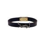 SAINT LAURENT*opium/YSL Logo / браслет / кожа /BLK/ мужской /STT559355