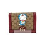 ショッピングＧＧ GUCCI◆GGスプリーム/ドラえもん/2つ折り財布/レザー/キャメル/ブラウン/茶色/レディース