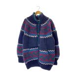 REY WEAR/ハンドメイド/カウチンセーター/カーディガン/--/ウール/ネイビー/総柄