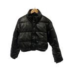 ショッピングzara ZARA◆短丈/ダウンジャケット/XS/フェイクレザー/BLK