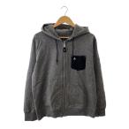 Schott◆ジップパーカー/L/コットン/GRY/無地/3173079/ワンスター/レザーポケット