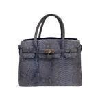 パイソン/バーキン型/南京錠/トートバッグ/レザー/GRY/総柄