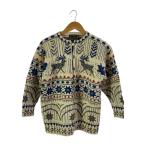 DALE OF NORWAY◆カウチン/ノルウェー製/カーディガン(厚手)/S/ウール/CRM/総柄