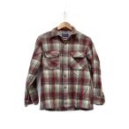 PENDLETON◆70S/USA/襟芯ボードオンブレチェックネルシャツ/M/ウール/RED/オンブレCK//