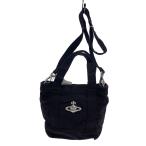 Vivienne Westwood◆2WAY/ハンドバッグ/ショルダーバッグ/コットン/ブラック