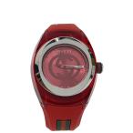 GUCCI◆クォーツ腕時計/アナログ/ラバー/RED/RED/137.1