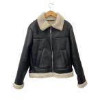 ZARA◆フェイクムートンフライトジャケット/M/フェイクレザー/BLK