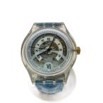 SWATCH◆腕時計/アナログ/レザー/SLV/BL
