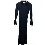 PUBLIC TOKYO◆25AW/ホックカラーリブニットワンピ/長袖ワンピース/FREE/ポリエステル/BLK/164610003