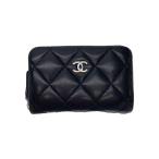 CHANEL◆財布/レザー/BLK/レディース