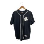 ショッピングstussy STUSSY◆ベースボールシャツ/半袖シャツ/M/コットン/ブラック