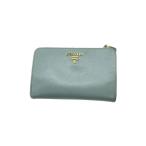 ショッピングPRADA PRADA◆2つ折り財布/PVC/BLU/無地/レディース//