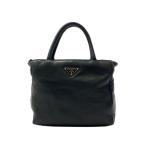 ショッピングPRADA PRADA◆ナッパ レザー トート/ハンドバッグ/レザー/BLK/無地//