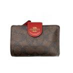 ショッピングcoach COACH◆2つ折り財布/--/RED/総柄/レディース
