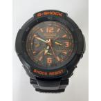 CASIO◆ソーラー腕時計/アナログ/ラバー/BLK/BLK/SS/GW-3000B