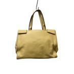 PRADA◆トートバッグ/レザー/YLW/無地/持ち手コバ割れ/傷有/PRADA