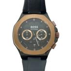 HUGO BOSS◆クォーツ腕時計/アナログ/レザー/BLK/BLK/1514089