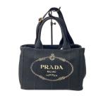 PRADA◆トートバッグ/プラダ/キャンバス/ブラック/黒/