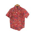 Columbia◆TECOLOTE HILLS S/S SHIRT_テコロッテヒルズシャツ/S/ポリエステル/RED