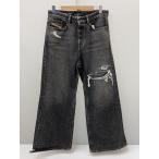 ショッピングdiesel DIESEL◆Relaxed Jeans D-Riseダメージ加工ワイドブラックデニムパンツ/007f6