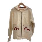 ショッピングEVISU EVISU◆素材切替/ジップパーカー/40/コットン/クリーム/カモメプリント/汚れ有