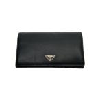 ショッピングPRADA PRADA◆2つ折り財布/レザー/BLK/無地/レディース/M608A