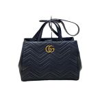 ショッピングgucci GUCCI◆ハンドバッグ_GGマーモント_キルティング/レザー/BLK