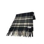 Johnstons◆マフラー/カシミア/BLK/チェック