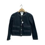 CHANEL◆ココボタン/ノーカラージャケット/36/コットン/BLK/P20514VM1926//