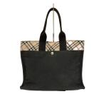 BURBERRY BLUE LABEL◆トートバッグ/キャンバス/BLK/無地/ZA429-822-09