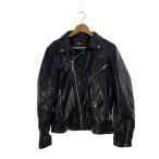 ZARA◆ダブルライダースジャケット/M/レザー/BLK/無地/3427/402/800//