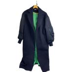 ZARA◆マッチングボンバーコート/切替/コート/M/ウール/NVY/無地