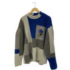 ショッピングzara ZARA◆×ADERERROR/パッチワークオーバーニット/ニット・セーター(厚手)/M/ウール/グレー/ブルー