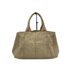 PRADA◆カナパ_ハンドバッグ/キャンバス/GRY/プリント