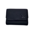 LOUIS VUITTON◆ポルト・フォイユ・パイロット_LVアエログラム/レザー/BLK/無地/メンズ//
