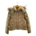 BURBERRY BLUE LABEL◆ダウンジャケット/リアルファー/38/ナイロン/ベージュ/E1F12-471-40