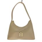 FURLA◆ハンドバッグ/レザー/BEG/無地