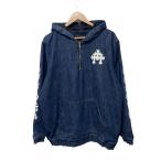 CHROME HEARTS◆Leather Cemetery Triple Cross Denim Anorak Jacket/M/コットン/IDG//