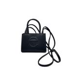 Telfar◆スモールショッピングバック/ショルダーバッグ/フェイクレザー/BLK/無地