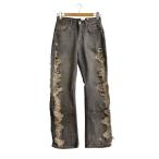 ZARA◆クラッシュデニム/ストレートパンツ/36/コットン/GRY/6688/248/807