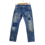 ショッピングパッチワーク OVERDESIGN◆ボトム/32/コットン/BLU/無地/パッチワーク