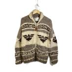 CANADIANSWEATER◆カウチンニット/カナダ製/カーディガン(厚手)/--/ウール/BEG/総柄