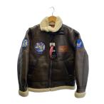 ショッピングワッペン ALPHA INDUSTRIES◆B-3/フライトジャケット/ワッペン/S/フェイクレザー/BRW/TA1689-268/タグ付