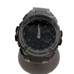 ショッピングCASIO CASIO◆ソーラー腕時計/デジアナ/ステンレス/BLK/SLV/GST-W110D/ベルト破損