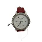 COACH◆＊状態/クォーツ腕時計/アナログ/レザー/WHT/RED