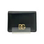 ショッピングGABBANA DOLCE&GABBANA◆2つ折り財布/レザー/BLK/無地/レディース