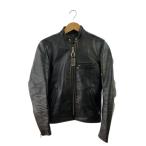 VANSON◆シングルライダースジャケット/ライナー付/サイズ32/レザー/BLK/USA製