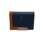 MARNI◆2つ折り財布/レザー/NVY/メンズ