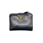 ショッピングPRADA PRADA◆2つ折り財布/レザー/BLK/無地/レディース/1ML018